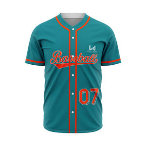 Custom Men's Baseball Jerseys Quick Dry Breathable Anti Bacterial Plus Size Sublimation Printed Polyester/Cotton Short Sleeve - Product Image 2