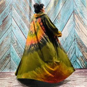 Vente en gros – Robe de maternité grande taille en viscose/coton, style bohème tie-dye, col en V profond, ourlet échancré, écologique et respirante - Product Image 6