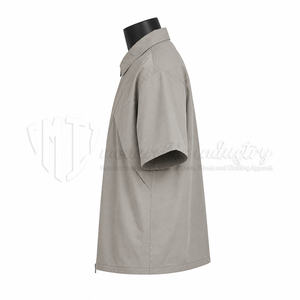 Custom <b>Men</b>’s Short Sleeve Full Zip <b>Shirt</b> <b>Utility</b> Casual Zipper <b>Shirt</b> OEM Private Label Manufacturer - Product Image 5