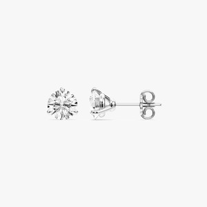 Pendientes de Diamante Cultivado en Laboratorio con Certificación IGI, Claridad VVS2, Corte Redondo, Montura de Garras, Estilo Martini, Oro Blanco de 14K con Baño de Rodio, Modernos - Product Image 5