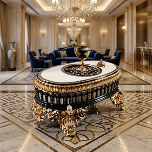 Mesa de Centro de Lujo Hecha a Mano, Estilo Antiguo Tradicional, Acabado Dorado, Madera Sólida, Decorativa para Sala de Estar, Mueble para el Hogar OEM - Product Image 2
