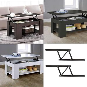 Table basse moderne en bois avec plateau relevable, compartiment de rangement et étagère inférieure pour salon, table basse décorative - Product Image 4
