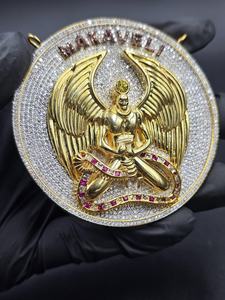 จี้รูปปีก Makaveli ประดับเพชรโมอิสซาไนต์ ชุบทอง 18K เงินแท้ 925 สไตล์ฮิปฮอปสำหรับผู้ชาย - Product Image 5