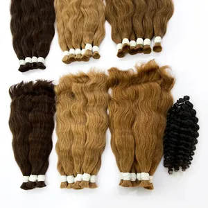 Brown Wavy Remy Indian <b>Human</b> <b>Hair</b> <b>Weave</b> Long Soft Silky Natural Custom Size Silk Base Double Drawn - Product Image 5