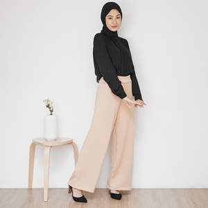 Pantalones Jogger Básicos de Crepé para Mujer, Cintura Alta, Casuales, con Cintura Elástica, Transpirables, con Patrón Sólido, para la Temporada de Primavera - Product Image 2