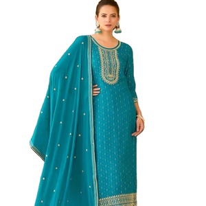 Último diseñador Rayon bordado trabajo Kurti conjunto por Fab Zone ropa india y paquistaní - Product Image 1