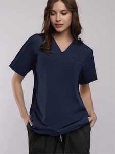 เสื้อสครับทางการแพทย์สีดำคอวี รุ่น Ametrine Surgical Class III แขนสั้น ชุดยูนิฟอร์มคลินิกทันตกรรม ชุดทำงานโรงพยาบาล - Product Image 5