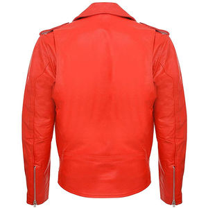 Blouson Moto Homme en Cuir Rouge Multi-Zippé Coupe Slim Style Vintage Personnalisé Vente en Gros Xperts Doublure en Laine Respirante - Product Image 2