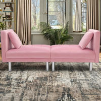 Elegante sofá cama de dos plazas de terciopelo con patas de metal para dormitorio u oficina, muebles elegantes para sala de estar de KD Furniture