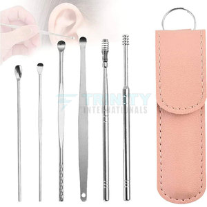 6 Pcs Set Ear Wax Cleaner Wholesale Price Stainless Steel Best Supplier Customized Logo Print Ear Wax Removal Set - Product Image 2