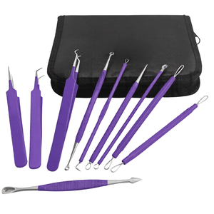 Kit de 10 Herramientas para Eliminar Puntos Negros y Espinillas, Extractor de Acné de Acero Inoxidable Morado, Herramientas de Belleza Facial para el Cuidado de la Piel - Product Image 3