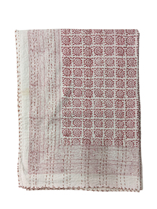 Juego de Edredón de Algodón Indio Tradicional con Patrón Floral Rojo y Blanco, Hecho a Mano, Ecológico, para Todas las Estaciones, para Bodas, Hoteles y Uso Doméstico - Product Image 3