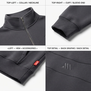 Sweat à capuche oversize pour homme, style streetwear personnalisé, avec fermeture éclair quart de tour, en tricot scuba haute performance - Poids 420g - Product Image 3