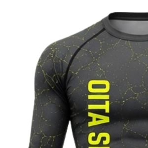 Charcoal Grey Long Sleeve Compression <b>Shirt</b> Crackle Print Athletic Training Gym Workout Breathable Quick Dry Performance Sports - Product Image 5
