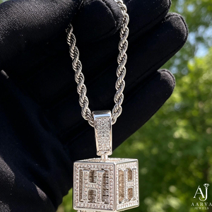 Collier avec pendentif lettre micro-incrusté plaqué or couleur argent, bijoux hip-hop unisexe, cadeau - Product Image 4