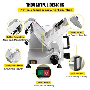 Affettatrice Elettrica Commerciale da 200W per Carne e Salumi con Lama in Acciaio al Carbonio da 8 Pollici, 350-400 RPM, Funzione Regolabile da 0-0,47 Pollici - Product Image 6