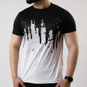 T-shirt personnalisé OEM ODM pour homme, sublimation, haute qualité, tissu 100% coton, noir et blanc, col rond, coupe slim. - Product Image 2