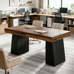 Escritorio Ejecutivo Moderno de Mediados de Siglo, Escritorio para Gerentes de Oficina con Almacenamiento en Cajones para Estaciones de Trabajo, Edificios de Oficinas y Hoteles - Product Image 6