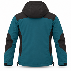 Wholesale Custom Softshell Jacket Winter Outdoor Hiking Windproof Polar <b>Fleece</b> Lined Detachable Hood Two Tone Casual <b>Mens</b> Jacket - Product Image 3