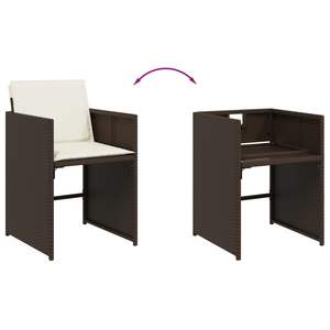 Ensemble de 6 ensembles de salle à manger de jardin en teck brun et blanc crème - Product Image 6