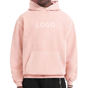 Sudadera con Capucha Rosa Extra Grande de Alta Calidad para Hombre, Informal, de Forro Polar, Color Sólido, con Logotipo Estampado en la Parte Delantera, Manga Larga, para Otoño - Product Image 1