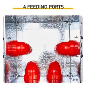 Comedero Automático para Pollos de Gran Capacidad, 4 Puertos, con Asas Metálicas a Prueba de Roedores y Tapa Galvanizada - Product Image 5