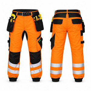 Worsted Casual Workwear <b>Pants</b> Men Reflective High Visibility Breathable <b>Cargo</b> Trousers Outdoor Safety Uniform Workshop Mechanics - Product Image 1