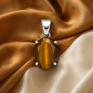 Pendentif en pierre œil de tigre, forme hexagonale, religieux, hindouisme, unisexe, anniversaire - Product Image 5