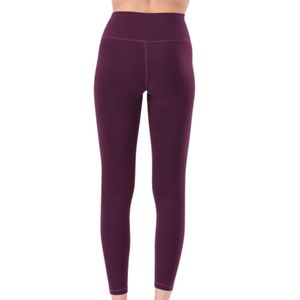 Women's <b>Burgundy</b> High Waist Full Length Leggings Stretch Fitted Yoga Pants for Workout Running Fitness Training Gym Casual - Product Image 6