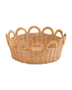 Bol en rotin avec bord festonné, panier à fruits tissé à la main, panier de rangement décoratif, panier à pain, organisateur de cuisine à domicile - Product Image 1