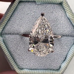 Anillo Exclusivo con Diamante Cultivado en Laboratorio de Corte Pera de 6 Quilates, Certificado IGI D/VS1, Chapado en Oro de 14K y Rodio, de Lujo - Product Image 6