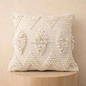 Indian Manufacturer Bohemian Wool Throw Pillow Cover with Zipper Handmade Cotton Soft Pastel Color Throw Pillows Moroccan Set - Product Image 5