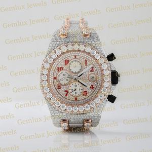 Premium Quality Pass Diamond Tester Chronograph D VVS Totalmente helado Moissanite Diamond Rose Gold Two Tone Hip Hop Watch para hombres - Product Image 1