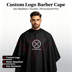 Capes de coiffure et tabliers de barbier de luxe, surdimensionnés, imperméables, en polyester écologique, avec logo personnalisé - Product Image 2