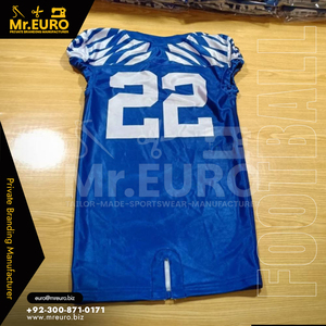 Maillot de football américain personnalisé bleu et blanc All-Stars, sublimé, 100 % polyester, antibactérien, unisexe - Product Image 4