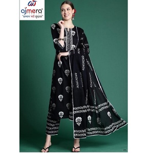Ensemble Kurti ethnique élégant pour femme, tenue de soirée traditionnelle de créateur, idéal pour mariage et bureau, coupe classique, infroissable - Product Image 1
