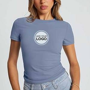 T-shirt col rond Bella Canvas pour l'été, tailles plus, hauts pour femmes, t-shirt uni - Product Image 4