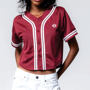 Maillot de baseball court en maille pour femme style streetwear hip-hop, T-shirt court ample, Maillot de sport, Haut d'uniforme d'équipe personnalisé, Fourniture en gros OEM - Product Image 2