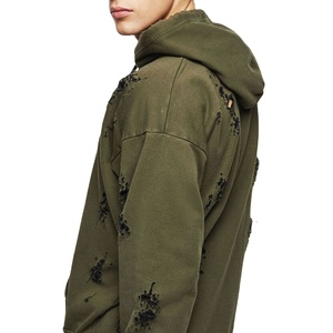 เสื้อฮู้ดดี้ผู้ชายแบบซิป สไตล์ดิสเทรส ผลิตในปากีสถาน รับผลิตแบรนด์ส่วนตัว MOQ ต่ำ ผ้าฝ้าย 100% สำหรับฤดูหนาว เป็นมิตรกับสิ่งแวดล้อม สีและขนาดตามสั่ง - Product Image 3