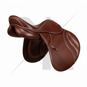 Selle de dressage en cuir véritable de qualité supérieure, personnalisable, avec blocs de genouillères, coussinets de siège rembourrés, cuir naturel souple, quincaillerie nickelée - Product Image 5