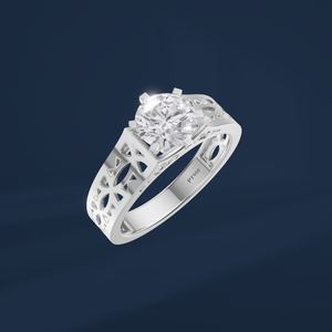 Anillo de Compromiso de Diamante Cultivado en Laboratorio con Corte Brillante Redondo para Mujer DIFF LR-0097, Platino, Certificado IGI, Estilo de Lujo - Product Image 1