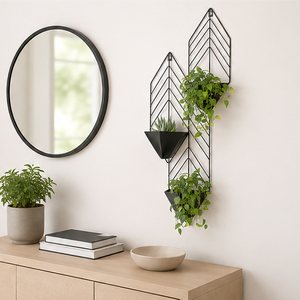 Modern 3-Tier Geometric <b>Wall</b> Mounted Metal <b>Planter</b> Rust-Resistant Black Powder Coated <b>Garden</b> Holder for Indoor Succulents - Product Image 4