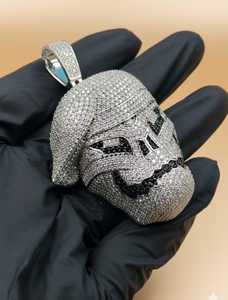 Colgante de Calavera Dvars con Incrustaciones de Diamantes, Plata de Ley 925, Joyería de Lujo Estilo Hip Hop, Rapper, Bling, Gótico, Halloween, VVS, Moissanita - Product Image 4