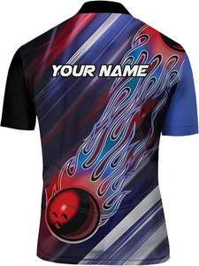 Custom Polyester Sublimated Printed Men's <b>Bowling</b> Jerseys Polo Collar Short Sleeves Breathable <b>Bowling</b> Shirts - Product Image 4