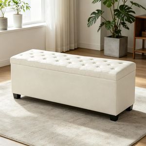 Pouf Contenitore Moderno in Vera Pelle con Base Antiscivolo per Casa, Appartamento, Ospedale o Hotel - Arredamento Camera da Letto - Product Image 1