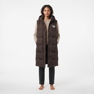 Chaleco Largo Acolchado de Invierno para Mujer, de Alta Calidad, con Capucha, Chaqueta Acolchada sin Mangas con Cremallera Completa, Estilo Urbano, Venta al por Mayor Personalizada - Product Image 5