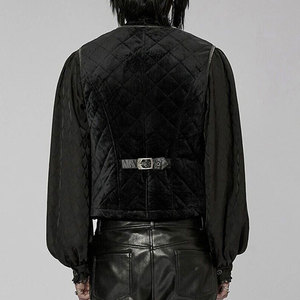 Gilet d'hiver noir gothique punk multi-boucles pour homme, en inter-coton, vente en gros 2026 - Product Image 4