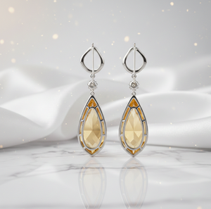 Boucles d'oreilles pendantes fantaisie en pierre précieuse jaune de 6 pouces, en argent sterling 925 plaqué or 18 carats, 22 grammes, bijoux de créateur - Product Image 3