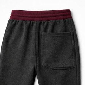 กางเกงวิ่งขนแกะของผู้ชายมีแถบคาดเอวผ้าสีตัดกันกางเกงออกกำลังกายแบบลำลองทรงสลิมฟิต - Product Image 4