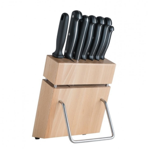 Juego de Cuchillos de Cocina de Acero Inoxidable con Mangos Ergonómicos Negros, Soporte de Almacenamiento de Madera y Varilla de Afilado para Preparación de Alimentos - Product Image 3